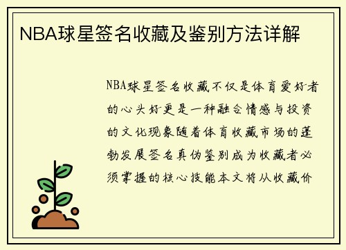 NBA球星签名收藏及鉴别方法详解