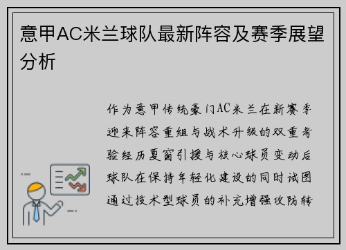 意甲AC米兰球队最新阵容及赛季展望分析
